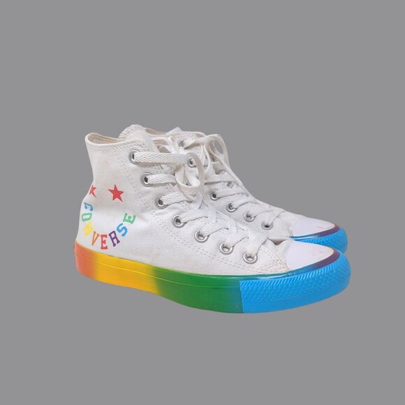 Converse Pride Sneakers Rainbow White 7 5 High Top - Picture 1 of 9